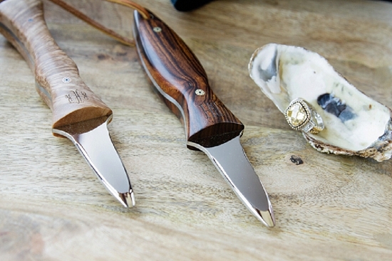 Oyster knives by Coastal Knives. Shoot design by Scarlet Plan &amp; Design. Image by The Click Chick Photography.