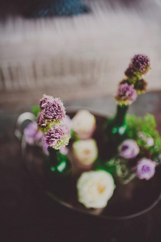 FLOCK OF FLORA: WED used thistle, lambs ear, Dusty Miller, and sword fern throughout the evening’s floral décor.