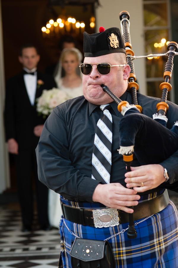 LOUD AND CLEAR: As a tribute to Anna’s Scottish roots, bagpiper Jimmy Ryan of Lowcountry Piper Jimmy Ryan provided ceremony musi