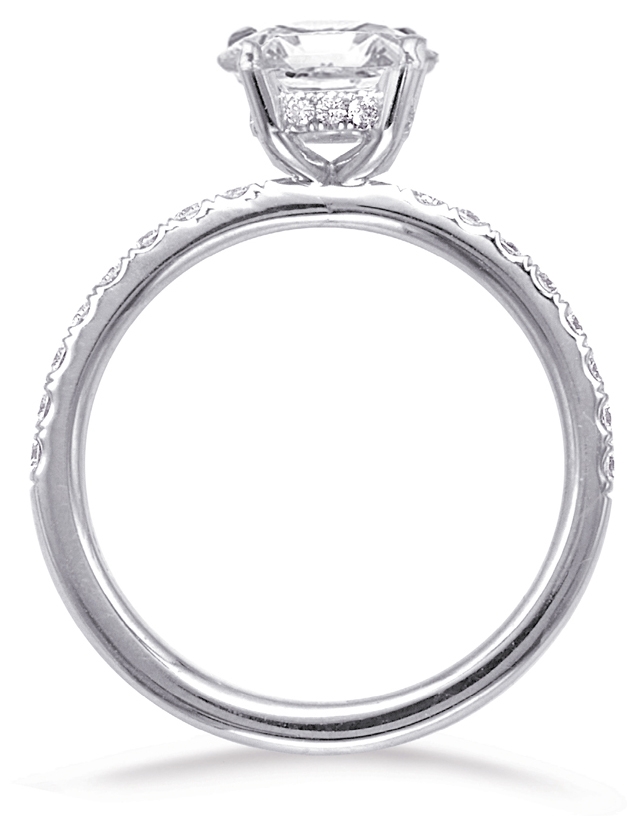 14K white-gold diamond mounting with hidden halo (setting starts at $1,460) from Polly’s Fine Jewelr