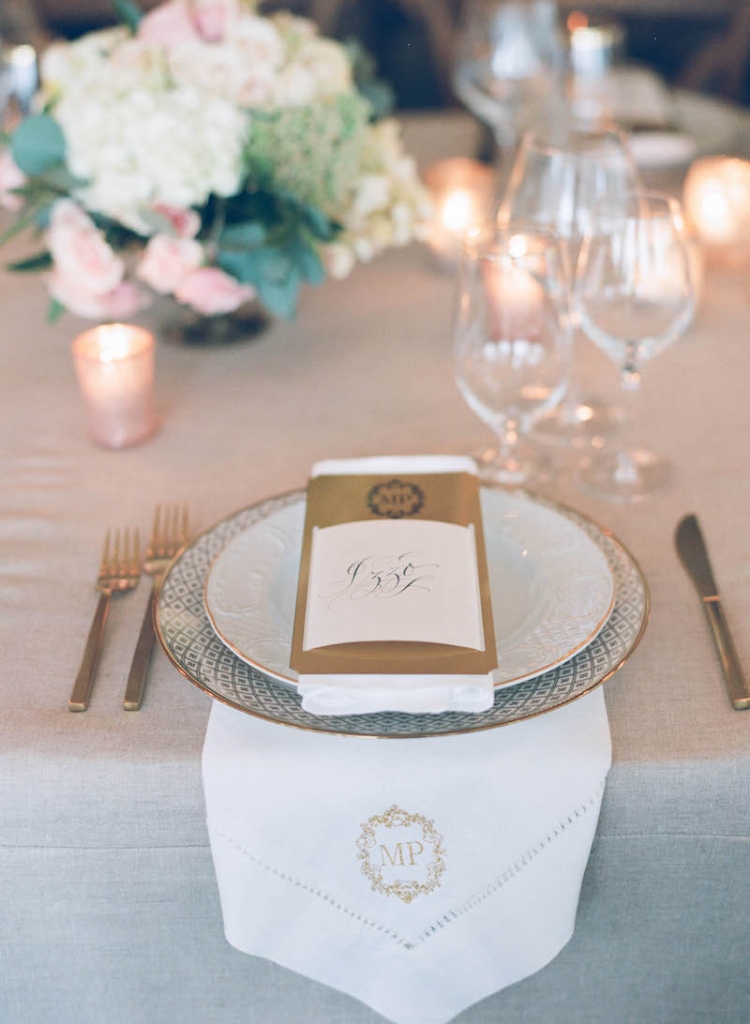 Menu by Lettered Olive. Rentals from Snyder Event Rentals. Wedding and floral design by Tara Guérard Soirée. Photograph by Elizabeth Messina at Lowndes Grove Plantation.