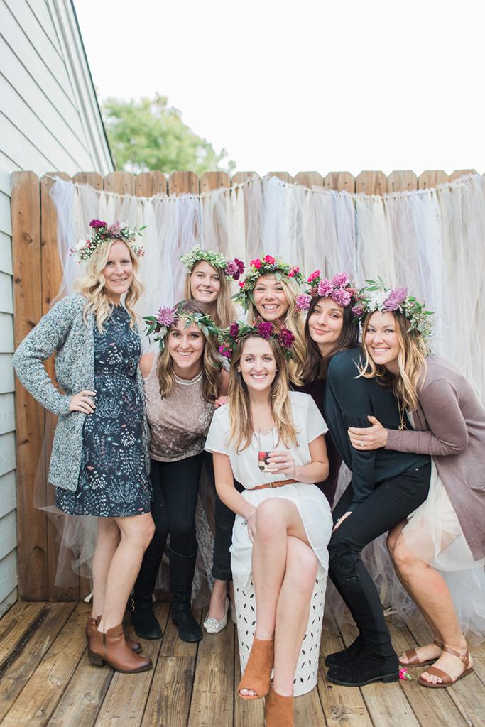 The bride wore her flower crown in an engagement portrait session the next day.