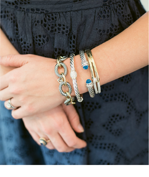 Sip &amp; See At REEDS® Jewelers: David Yurman bracelets. Photograph by Marni Rothschild Pictures