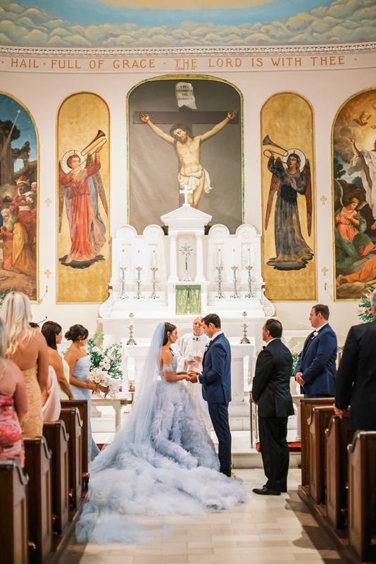 The couple’s Catholic ceremony in the beautiful Saint Mary of the Annunciation on Hasell Street.