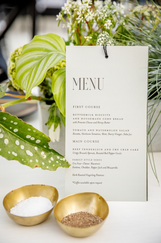 The menu by Cru Catering leaned local and seasonal.