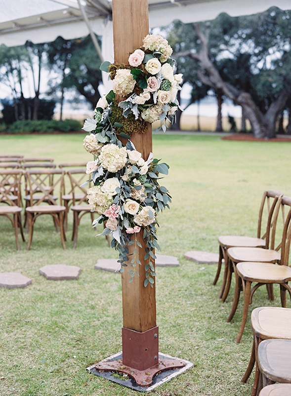 Wedding design and florals by A Charleston Bride. Image by Virgil Bunao Photography at Lowndes Grove Plantation.