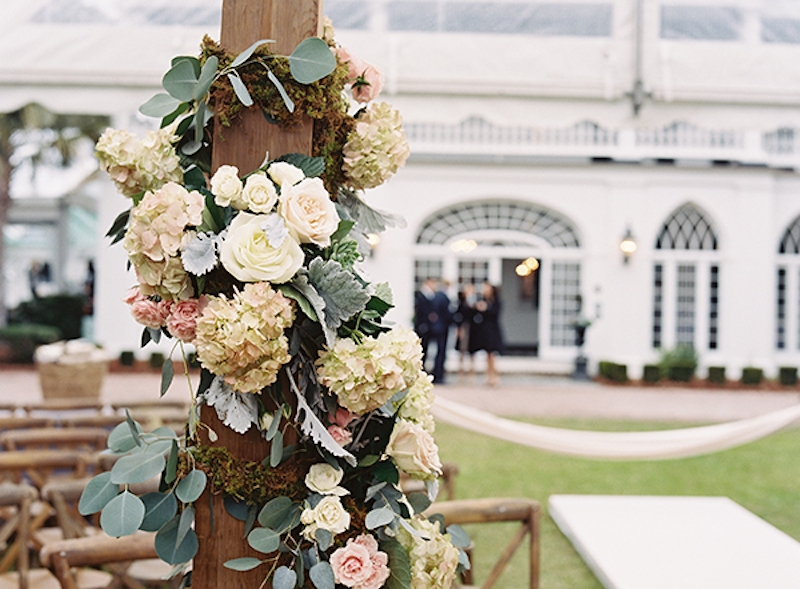 Wedding design and florals by A Charleston Bride. Image by Virgil Bunao Photography at Lowndes Grove Plantation.