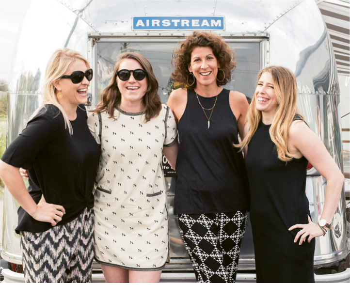 Ooh! What a Pop-Up Party: Stylist Lindsey Nowak, planner Claire Hinsch, stylist Cacky Rivers, and Lovely Bride&#039;s Emily Dantus. Photographed at Ooh! Events Design Center by Marni Rothschild Pictures