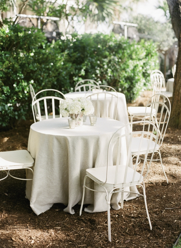 n lieu of a  formal, sit-down meal, café-style lounges dotted the garden. Wedding design and linens by Tara Guerard Soiree. Rentals by Snyder Events. Florals by Tara Guerard Soiree. Photograph by Corbin Gurkin.