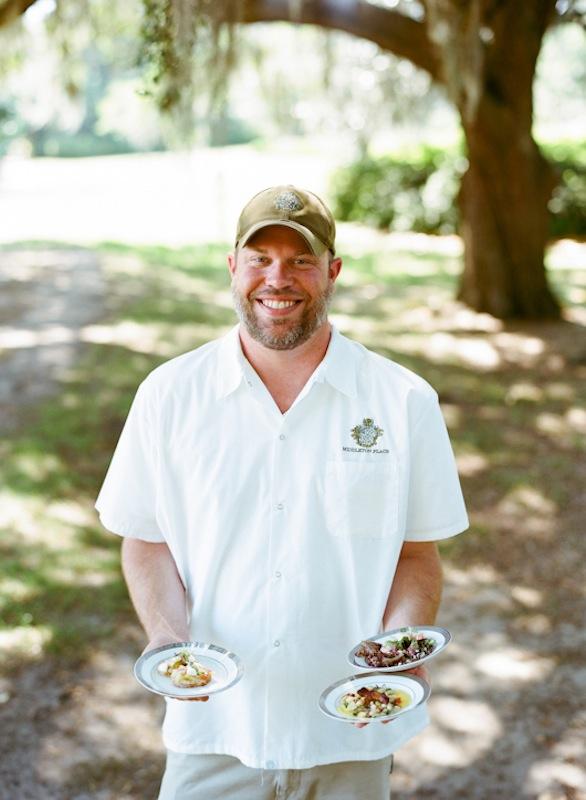 Food from Middleton Place Restaurant (Micah Garrison, director of food and beverage at Middleton Place pictured here). Photograph by Marni Rothschild Pictures.