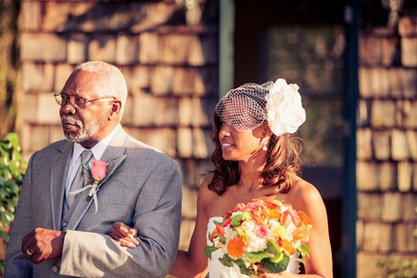 BETTER TOGETHER: Chinyere&#039;s stepfather escorted her to the start of the aisle, then her father walked her to where Johnnie was waiting. &quot;There&#039;s no way I could imagine not having them both participate,&quot; Chinyere says.