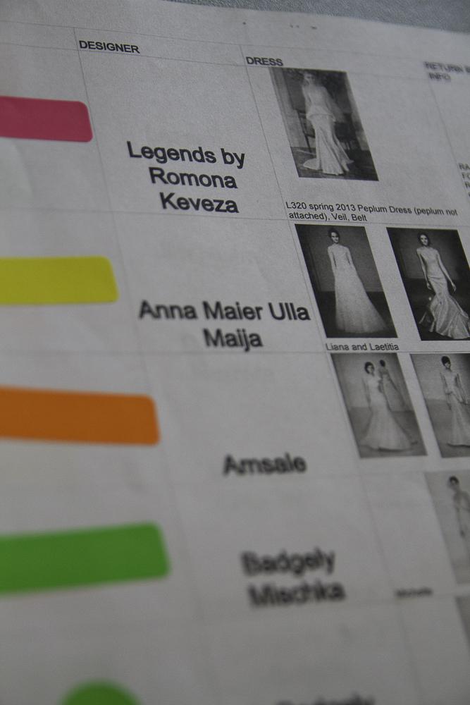 Style Intern Becca McAdams color coded each gown so we could track which designer&#039;s frock.