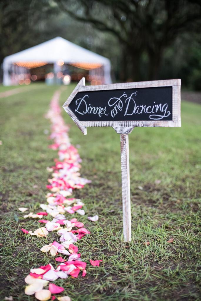 Signage and florals by Engaging Events. Calligraphy by Calligraphy by Request. Photograph by Marni Rothschild Pictures at the Legare Waring House.