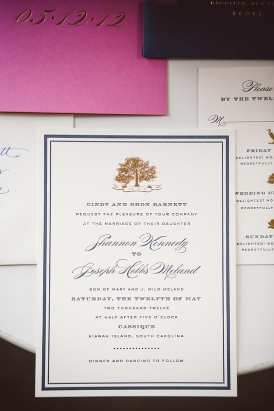 IT’S ONLY NATURAL: The moss-draped trees that surround the Cassique golf course served as inspiration for Cheree Berry’s stationery suite from mac &amp; murphy.
