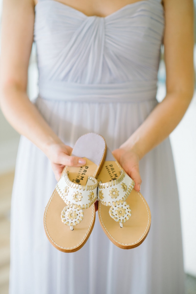 Bridesmaid attire by Amsale from Bella Bridesmaids. Sandals by Palm Beach Sandals from Bob Ellis. Image by Aaron and Jillian Photography.