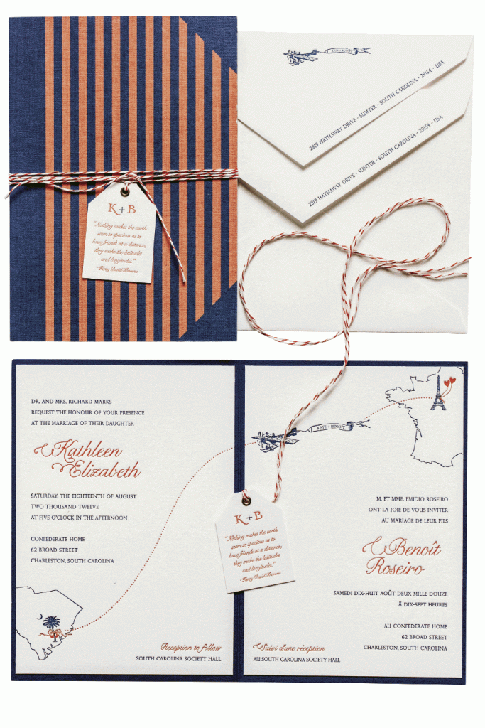 Baker’s twine stood in for ribbon to bind the stationery suite from Sixpence Press.