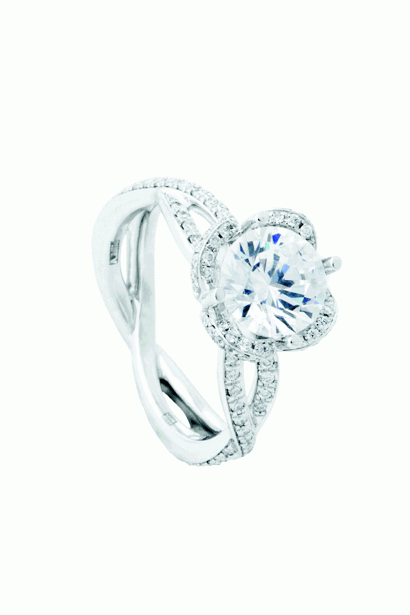 SITTING PRETTY:  A. Jaffe’s 18K   white gold ring accented with pavé diamonds  Paulo Geiss Jewelers, $3,985, setting only