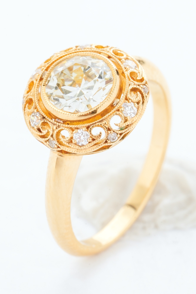 Single Stone’s 18K  yellow-gold ring with  1.01 ct. center diamond and accent diamonds (.13 total cts.) from Croghan’s Jewel Box ($8,700)    &lt;i&gt;Photograph by Christopher Shane&lt;/i&gt;