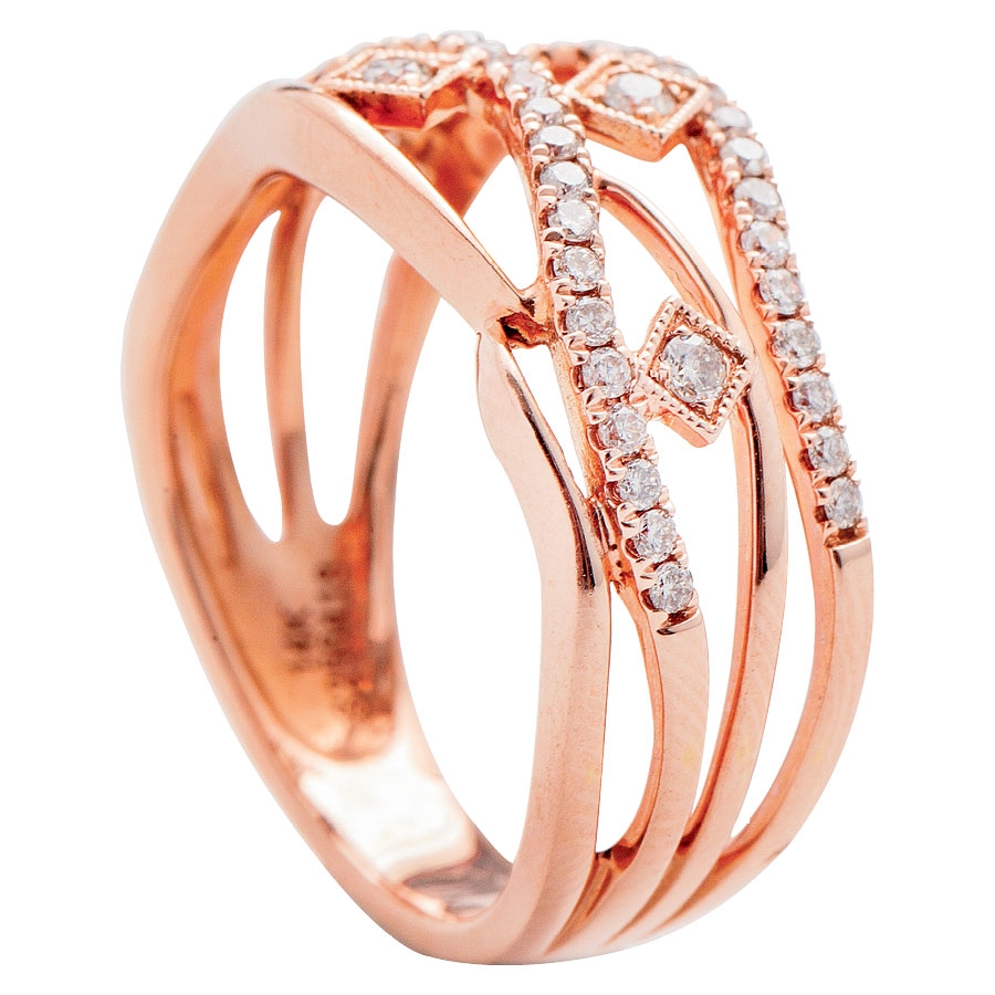 Gabrielle &amp; Co.’s 14K rose gold ring with diamonds (.39 total cts.) from Polly’s Fine Jewelry ($1,850)