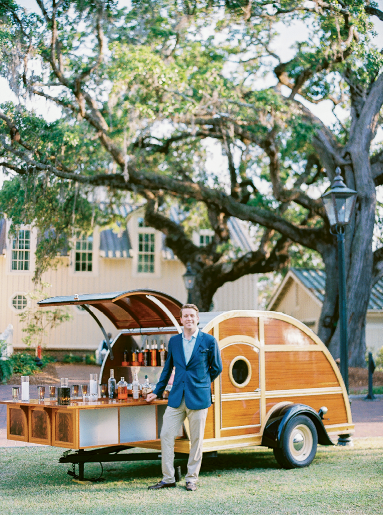 One of the newest offerings for couples tying the knot at Palmetto Bluff? The resort’s natty mobile whisky bar.