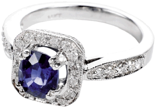 Center Stage: 14K white gold ring with 1.67 ct. sapphire and accent diamonds. (.66 total ct.) Kiawah Fine Jewelry, $3,850