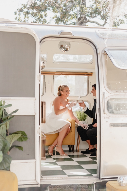 This retro, reception-ready travel trailer can be creatively adapted to suit an array of party needs.