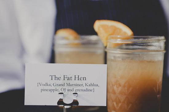 DRINKS ON ME: Fat Hen served honey-colored cocktails in Mason jars, spruced up with wedges of orange.