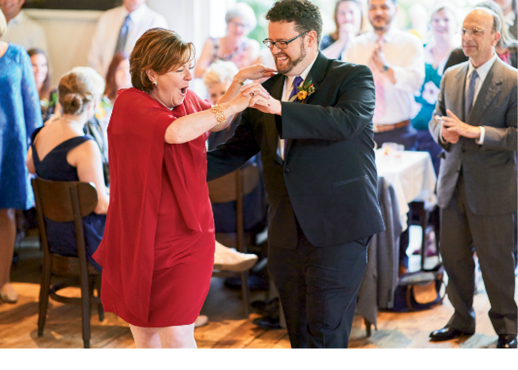 Dottie and her son, Liam, cut a rug at his wedding reception, held at LaFarfelle downtown. Image by Nicolas Gore Weddings.