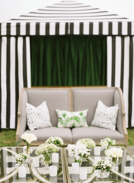 COLOR WARS: “I wanted black and white for a modern feel,” says Kathryn. “Green came into play so the décor would feel at home within nature.”