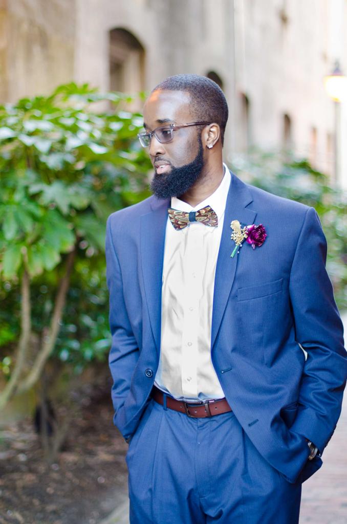 Bow tie by Brackish Bow Ties. Florals by Larger Than Life Events. Image by Aneris Photography.