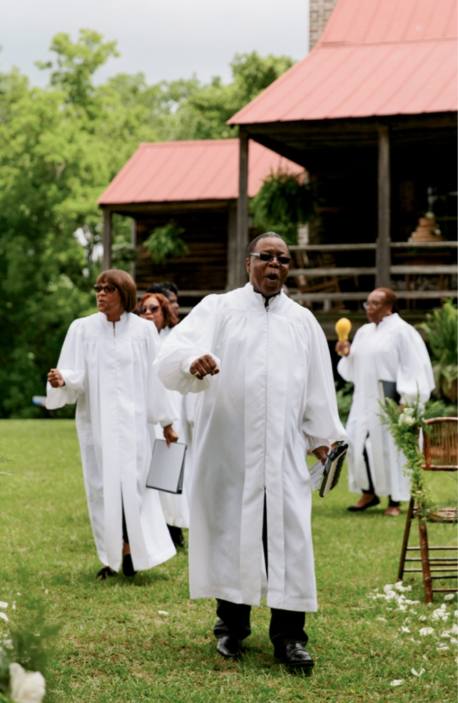 To start the ceremony, Voices of Deliverance sang spirituals. Says Liz, “It seemed important not to erase that part of the property’s heritage.” &lt;i&gt;Photograph by Olivia Rae James&lt;/i&gt;