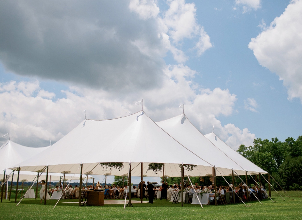 A sailcloth tent shielded guests (who were warned to dress for a Southern summer) from the sun.  &lt;i&gt;Photograph by Olivia Rae James&lt;/i&gt;