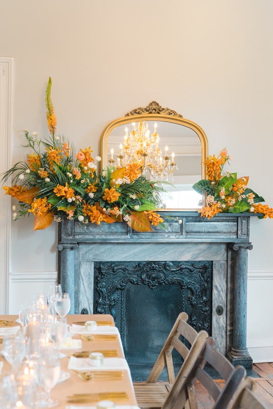 Dinner was served in four rooms, each of which had its own palette. “We were really able to make each room special for our guests while following the overall color story,” Jenna says.
