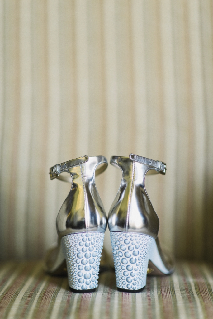 Bride&#039;s shoes by Prada and hand-painted by artist Wonderpuss Octopus. Photograph by Sean Money &amp; Elizabeth Fay.
