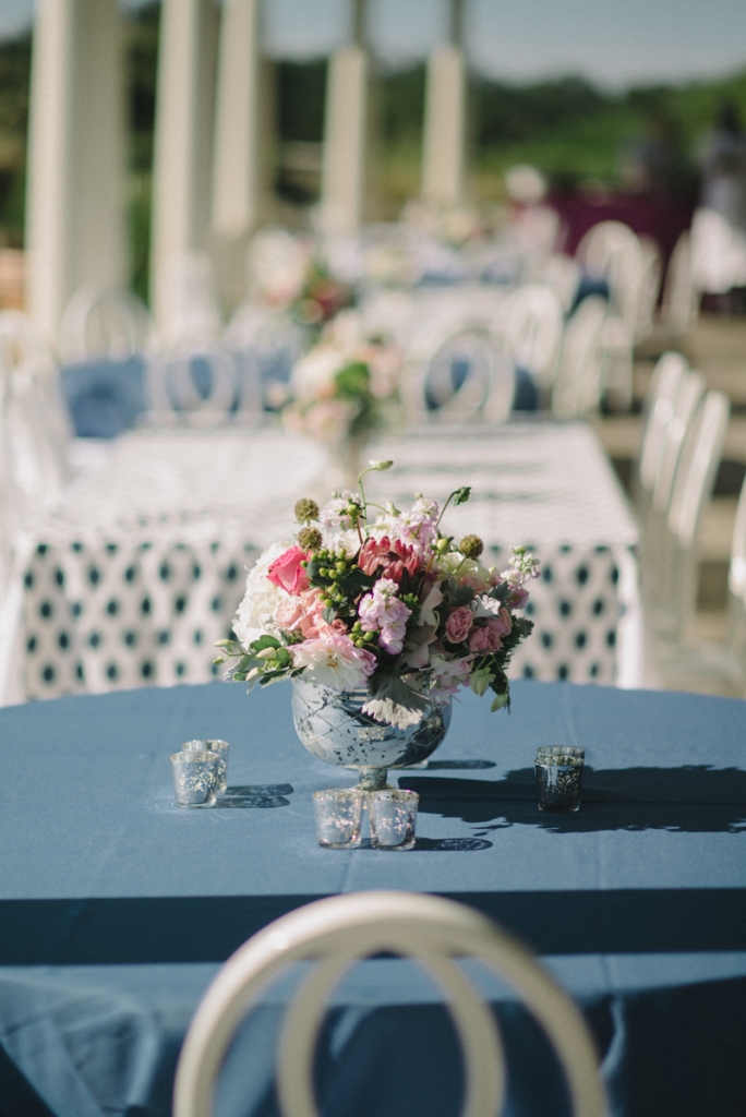 Wedding and floral design by A Charleston Bride. Tables by Snyder Events. Linens by BBJ Linen. Photograph by Sean Money &amp; Elizabeth Fay at the Ocean Course at Kiawah Island.