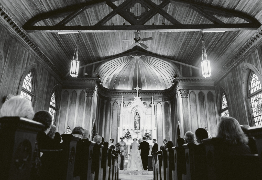 “Getting married at the church where my  grandfather laid the cornerstone really spoke to our day’s strong sense of place,” says the bride of the ceremony at Stella Maris on Sullivan’s Island.  (Image by Juliet Elizabeth Photography)