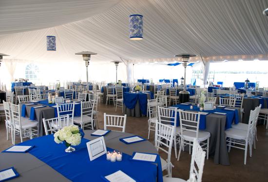 A TOUCH HERE, A TOUCH THERE: A “sea oat” pattern, first introduced via the invitation suite, was sprinkled throughout the wedding’s décor, including the hanging drum shades.