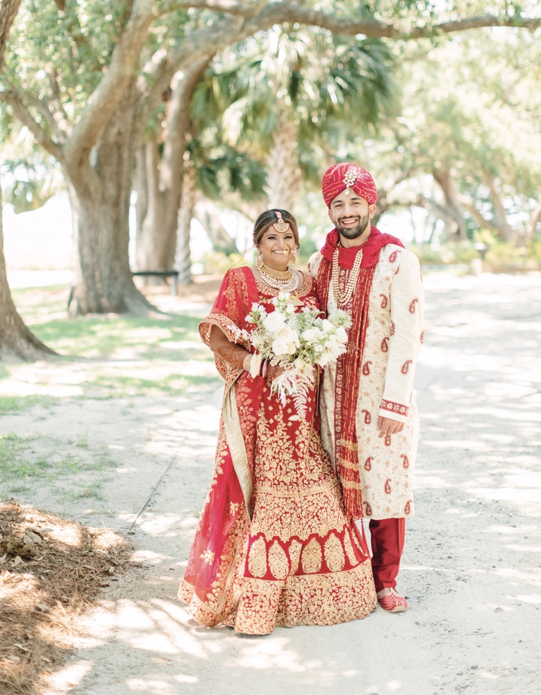 To honor their Indian ancestry, Pooja and Krish Perumbala made sure their Holy City wedding represented both Indian and American customs. The ceremony was decidedly Indian traditional, while the reception was more American in style.