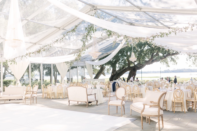 The reception, with its neutral champagne and gold palette and simple greenery, ushered in a more American aesthetic.