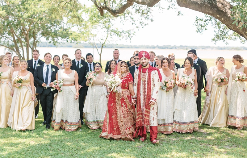 While Indian weddings do not customarily include bridesmaids and groomsmen, Pooja and Krish’s wedding party was substantial—30 people in total, including two maids of honor and two best men.