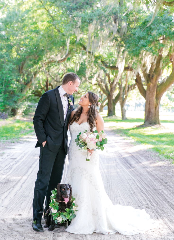 Although dogs, including the couple’s beloved  Boykin Spaniel, Millie, aren’t allowed in The Citadel’s Summerall Chapel (where Lea and Cooper exchanged vows), the pup popped in for portraits before joining everyone at the reception.    &lt;i&gt;Photograph Dana Cubbage Weddings&lt;/i&gt;