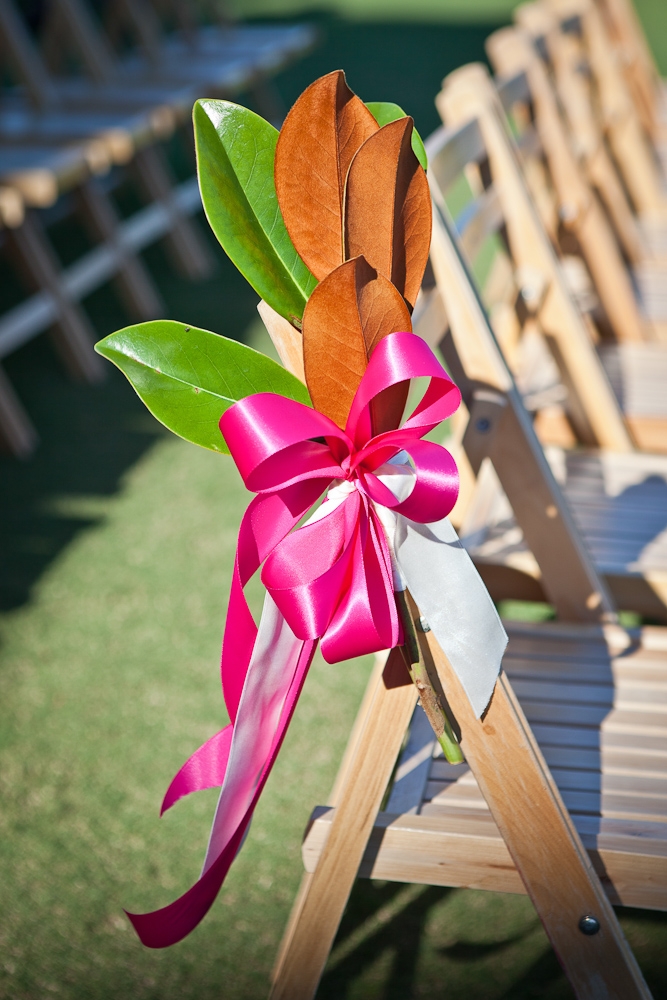 SMART MOVE: Turning magnolia leaves in different directions created two-hued accent pieces.