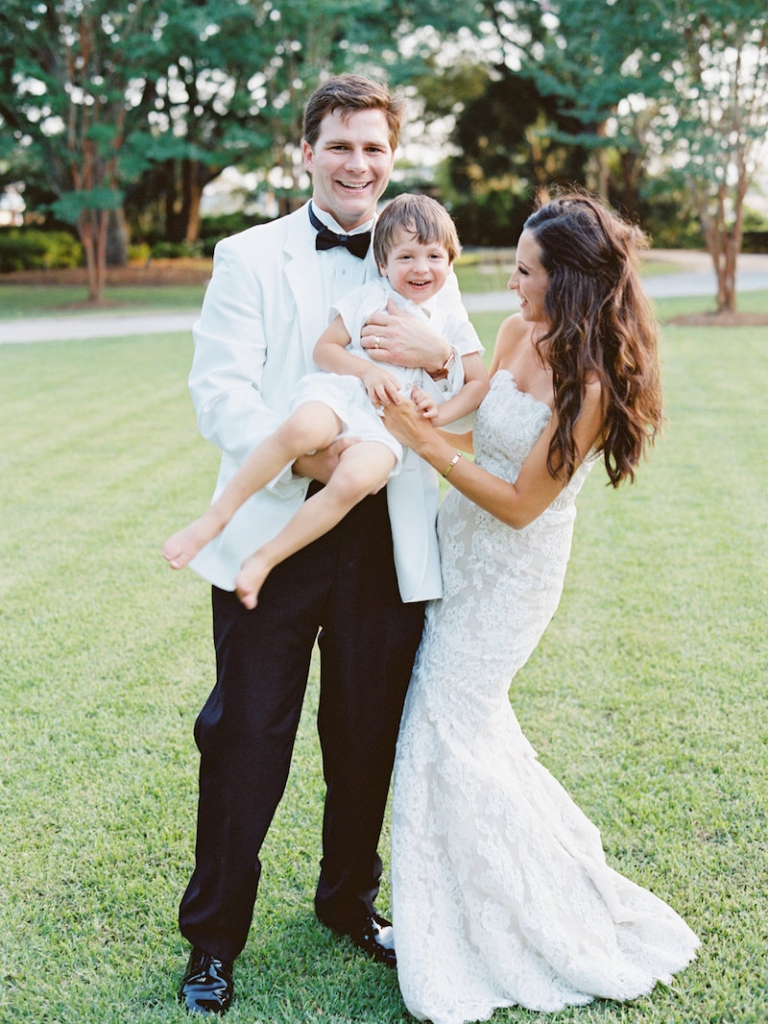 Bride&#039;s gown by Anne Barge, available in Charleston through White on Daniel Island. Groom&#039;s attire from Mens Wearhouse. Ring bearer&#039;s attire by Florence Eiseman. Image by Ryan Ray Photography at Lowndes Grove Plantation.