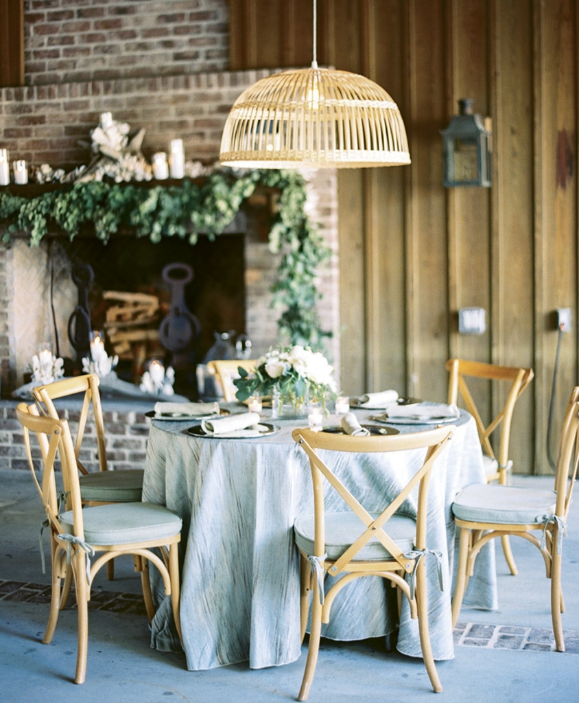 Perfect for a Lowcountry seafood roast, pendant basket shades like this evoke the rustic world of oystering.