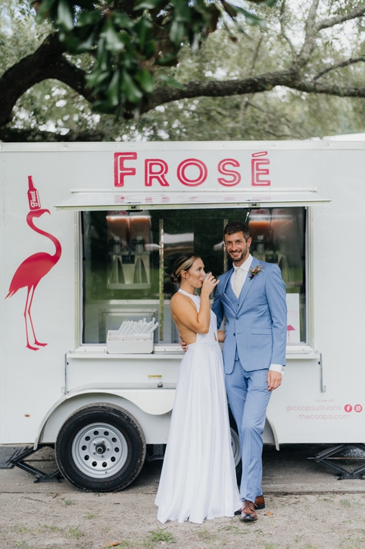 Guests were greeted with frosé on tap thanks to The Co-Op’s roaming trailer—a clutch move for anything in August in Charleston.