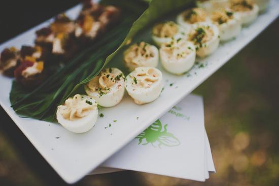 JUST MADE: All food served, like these deviled eggs, was locally grown. A few ingredients were even picked up from the farm en route to the wedding!