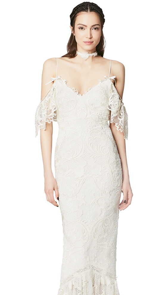 Bare Shoulders - Gown: “Beverly” by Marchesa Notte  Boutique: Lovely Bride