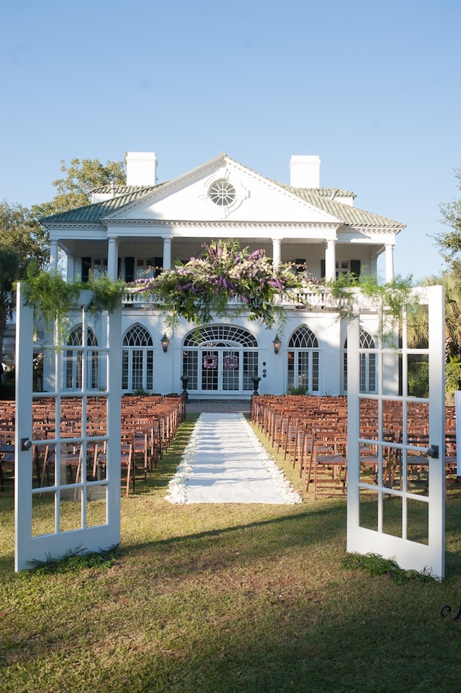 Wedding design by YOJ Events. Florals by WildFlower Inc. Image by Leigh Webber Photography at Lowndes Grove Plantation.