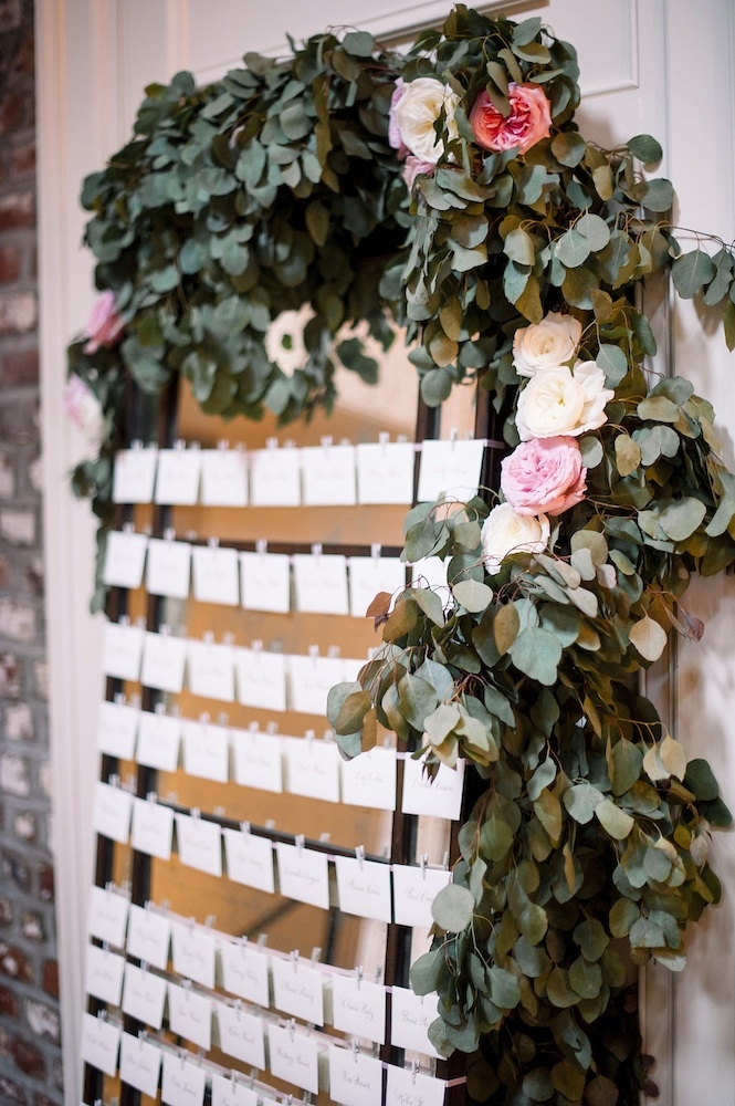 Wedding design by Sage Innovations. Florals by Branch Design Studio. Calligraphy by Elizabeth Porcher Jones. Image by Timwill Photography at McCrady&#039;s Restaurant.