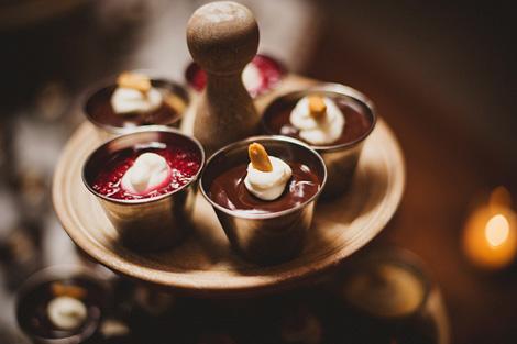 NICE SHOT: Tiny pots de creme from WildFlour Pastry satisfied all chocolate cravings.
